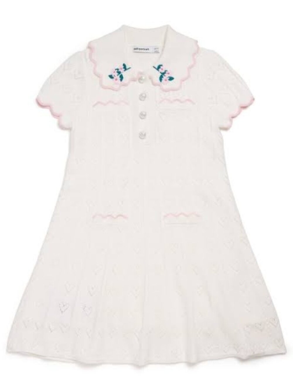 Self-Portrait Cream Heart Knit Dress Kids 10-12